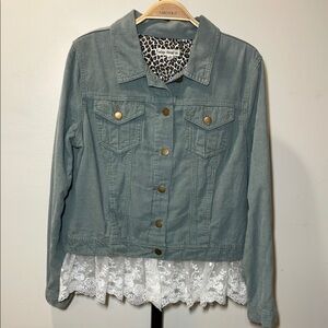 Indigo Thread Co Corduroy Jacket with Decorative Lace